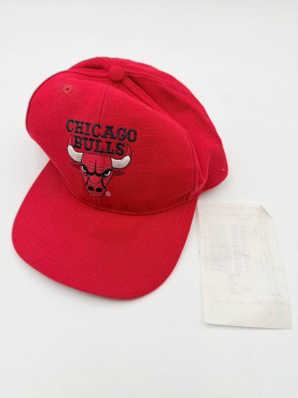 Vintage 90s Chicago Bulls Snapback Hat NBA New Old Stock Red Cap NOS